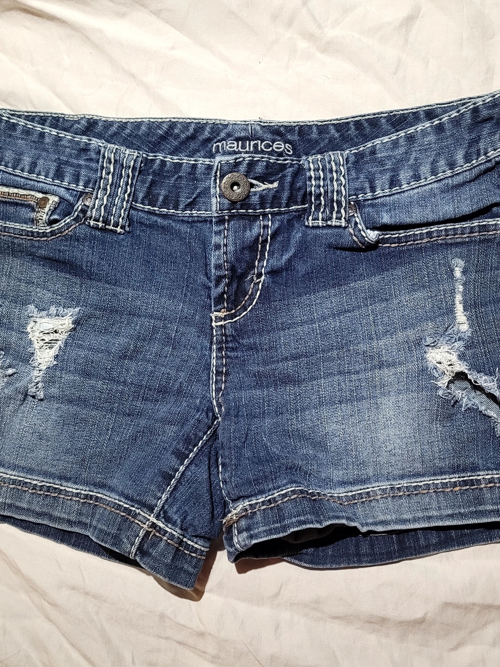 maurices Blue Distressed Denim Jean Shorts